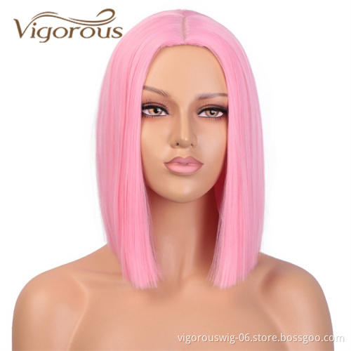 Cheapest High Quality Dropshipping Premium Colored Short Heat Resistant Fiber Natural Hairline Wholesale Synthetic Hair Wigs